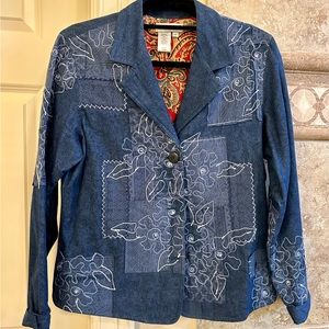 Denim Jacket with embroidery and sequin accents